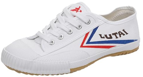 ZHENSI Zapatos De Artes Marciales para Niños Y Adultos Zapatillas De Deporte De Tai Chi Kung Fu Zapatillas De Deporte De Lona De Parte Inferior Descalzas,Blanca,37 EU