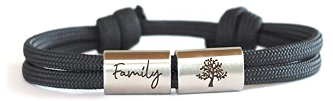 Familien Armband personalisiert mit Gravur, Wunschgravur, Segeltau Armband, Surferarmband, Edelstahl, Unisex,