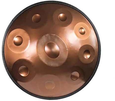432 Hz ståltrumma 9 anteckningar 56 cm 'Gold Performer' i D-moll med handpannstativ och fodral