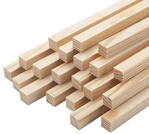 20 Stück Holzstäbe Quadratisch Holzstäbchen zum Basteln,1.25x1.25cm-30cm Lang Holzblock, Holzleisten zum Basteln,Holzleisten Quadratisch,Holzstäbchen für Heimwerker Schnitzen Basteln