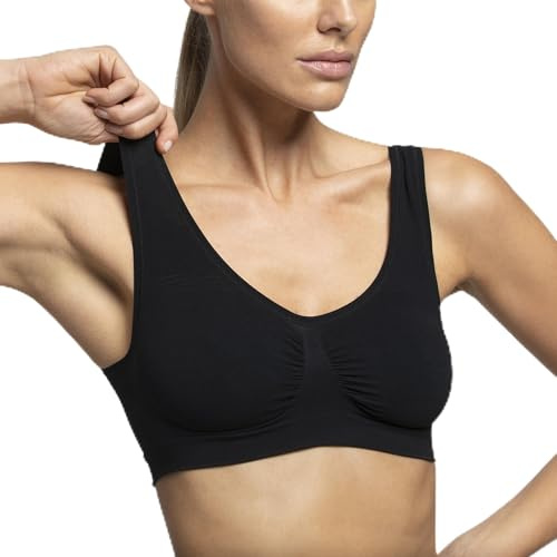 Brassiere Spalla Larga Pompea in Microfibra Nero