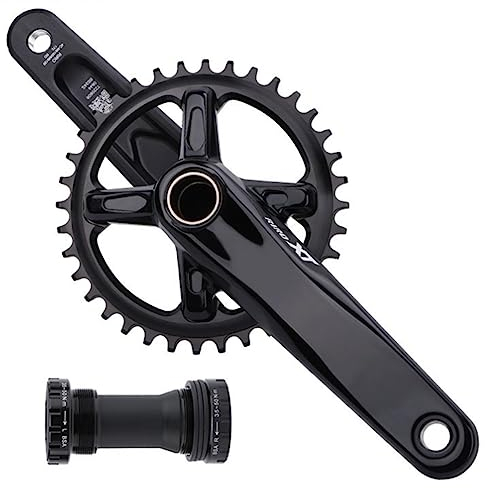 LHHL MTB Kurbelgarnitur 170mm 175mm Mountainbike 104BCD Hohl Integrierte Kurbel 32/34/36/38T Narrow Width Zähne Kettenblatt Mit Tretlager (Color : Black 175mm, Size : 34T)