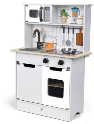 Hape Cucina giocattolo con effetti luminosi e sonori, in legno, dai 3 anni in su