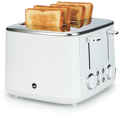 Wilfa Toaster FAMILY I 1.600 W I 7 Bräunungsstufen I 4 Toasts gleichzeitig I Auftau- & Aufwärmfunktion I inkl. Brötchenaufsatz (weiß)