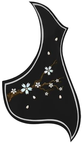 Musiin Folk Acoustic Guitar Pickguard, Cherry Blossom Tree Bird-Shaped, Black, 41''