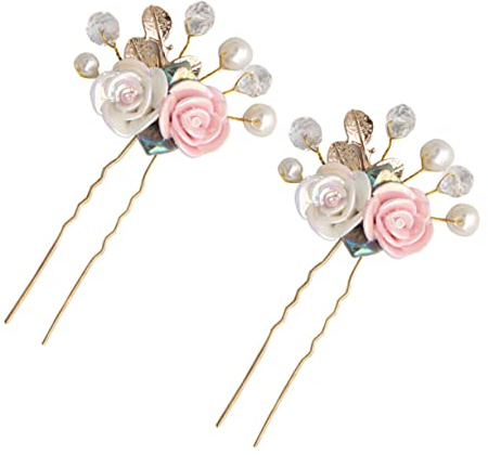 Healvian Lot De 2 Épingles à Cheveux Rétro Fleurie Et Feuille Dorée, Taille Standard, Pour Mariée Et Femmes, Adaptées Aux Mariages Et Célébrations, Accessoire Déco Pour Coiffure Chignon