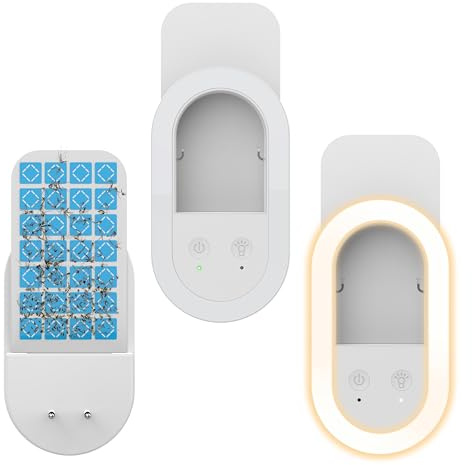 Confezione da 2 trappole per mosche da interni (2 dispositivi + 10 carte colla), luce notturna, antizanzare, trappola per insetti volanti plug-in per zanzare, mosche della frutt