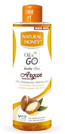 Natural Honey, Oil & Go Aceite de Ducha sin Aclarado con Argán Natural, 24H de Hidratación Profunda, Absorción Rápida, Acabado No Graso, Reafirmante, Nutritivo y Revitalizador, 250 ml