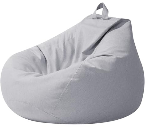 Highdi Poltrona Sacco Adulti 100 x 120 cm - Senza Imbottitura, Cotone e Lino Pouf Sacco Gigante, Grigio Bean Bag Chair per Soggiorno/Camera/Gaming