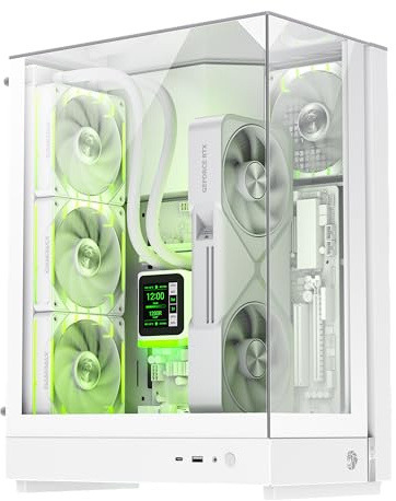GAMEMAX T20 WH M-ATX Gaming Gehäuse 270° Panorama Temperglas mit 90° Mainboard Vertical GPU 2×120mm ARGB Lüfter 360mm Radiator SFX/SFX-L BTF-Ready White PC Case für White Build Weiß