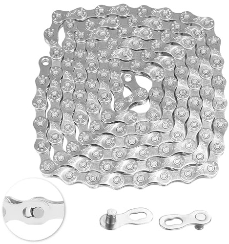 AGJIQ 21/24/27 Speed Bike Chain, Bicycle Mountain Bike Chain, 116 Links Single & Multi Speed Bikes Chain, Compatible with BMX Bikes, and Most Major Systems(Silve)