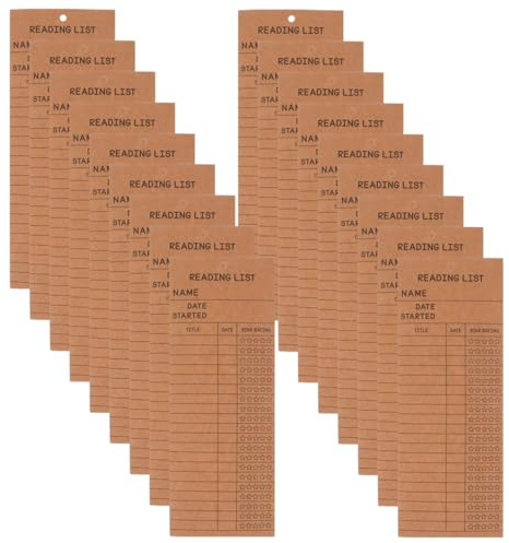 VILLCASE 50pcs Blank Library Card Bookmarks Sturdy Paper Trackers for Students Teachers Lightweight Portable Reading Logs with Hole for Organized Literary Tracking