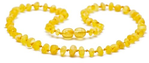 Baltic Elements Baltic Amber Necklace for Women, Men & Teenagers - Natural Amber Jewellery from Lithuania, Unique Design, Perfect Gift Idea for Mother, Sister & Teens, 33 CM, Amber, Amber