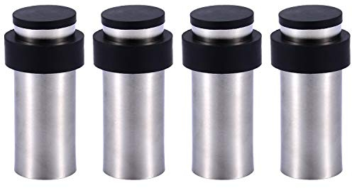 4 x Türstopper zum Schrauben - Montage am Boden oder an der Wand - Edelstahl Gummi Wandtürstopper inkl. Befestigungsmaterial