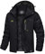 TACVASEN Herren Winterarbeitsjacken Outdoorjacke Snowboardjacke Warme Verdickete Winterjacke Kapuzenjacke für Männer, Schwarz, XL