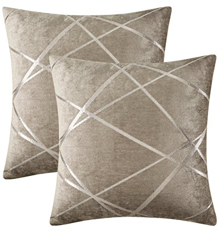 GIGIZAZA Samt Kissenbezug Kissenbezüge 40x40 cm Braun Kissenhülle Dekokissen Fall für Sofa Schlafzimmer Wohnzimmer 2er Set