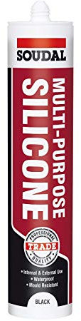 Black Soudal Trade Silicone Multi Purpose Construction Sealant Acetoxy with Fungicide