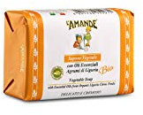 L'AMANDE - Sapone Mani Vegetale Neutro, Delicato per Pelli Sensibili ad Azione Antistress, Saponetta Detergente Idratante Profumata con Olio Essenziale Biologico di Arancia - Agrumi di Liguria, 200 gr