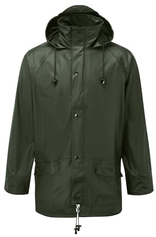 FORT Airflex Breathable Waterproof Jacket - Size XS, Green - 100% Waterproof EN343 3:2, Breathable & Windproof Farming Jacket - Adjustable Hood, Tear-Resistant Flexible Fabric for Work & Outdoor