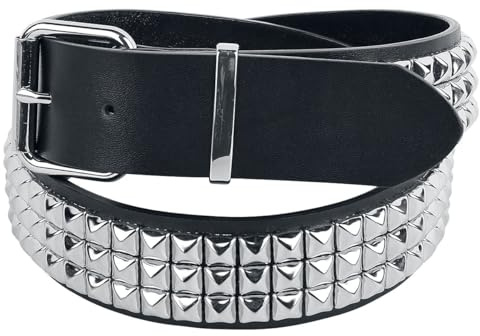 Black Premium by EMP Unisex Cintura nera con tre file di borchie 85 cm