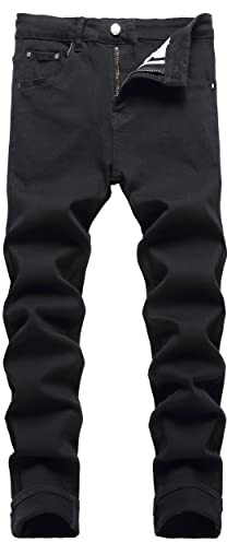 JUNBAOSS Men's Black Slim Fit Jeans Stretch Destroyed Ripped Skinny Jeans Denim Pants Men's Skinny Slim Fit Stretch Comfy Fashion Denim Jeans Pants