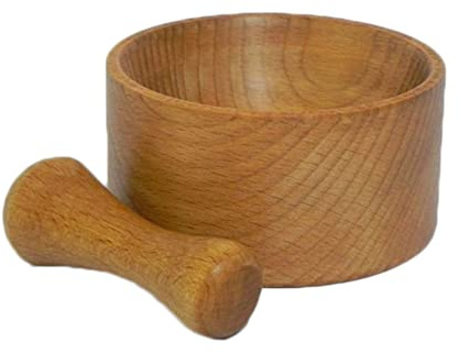 Wooden World trämortel med stöt för krydd- och örthackare
