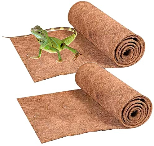 Jetisva 2 Rolls Tortoise Bedding Coconut Fibre Tortoise Substrate Snake Bedding Reptile Carpet Mat for Leopard Gecko Bearded Gragon,Wall Hanging Basket Liner for Wooden Planter Pot Flower 50X30cm