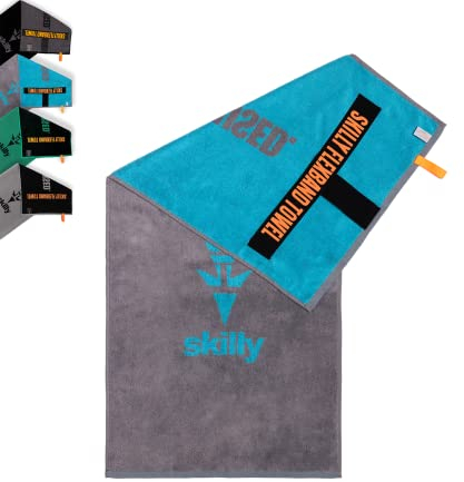 skilly FBT120 Fitness Handtuch I 120x50cm I Designed in Deutschland hergestellt in Portugal I Funktionshandtuch mit Antirutsch- Funktion aus hochwertiger Öko-Tex zertifizierter Baumwolle