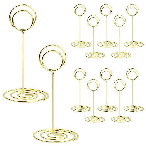 12 Stück Tischkartenhalter Metall, Höhe Fotohalter Kartenhalter, 120 mm kartenhalter Hochzeit Fotohalter Herzförmig Tischnummern Halter Metall Menükartenhalter für Geburtstag Hochzeit, Gold