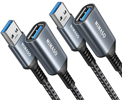 NIMASO Cavo prolunga USB 3.0 Alluminio maschio A femmina A 2m+2m, 5Gbps Nylon pprolunga usb 3.0 2 metri per Chiavetta USB, Hub USB, Lettore di schede, Tastiera, Stampante, Scanner, Fotocamera