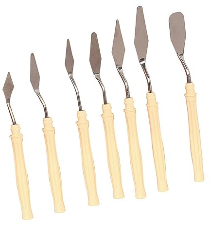 7 Pezzi Raschietto per Pittura ad Olio, Spatole per Tavolozza, Acciaio Inossidabile Pittura Raschietto, Raschietto per Miscelare, Artisti Tavolozza Coltello Strumenti, per Pittura su Tela