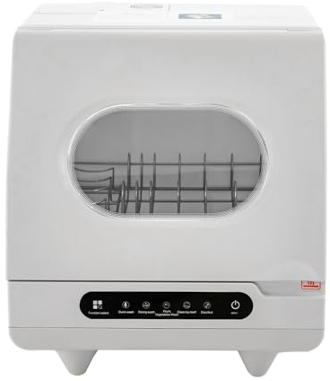 Countertop Mini lave-vaisselle de table, 800 W, avec 5 programmes et contrôle tactile, pour appartements, dortoirs et camping, 45 x 45 x 38 cm