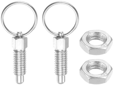QUARKZMAN 2 Piezas Pasador de Resorte con Anillo de Extracción 1/4-20 Rosca Longitud 0.47 Cabeza Redonda Acero al Carbono Pasador de Índice Retráctil sin Bloqueo Posicionamiento