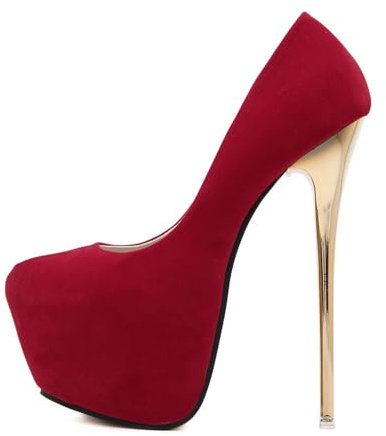 Scarpe con Tacco E Plateau Scarpe col Tacco Donna Tacco A Spillo Décolleté Donna 16cm da Matrimonio Ufficio Feste Sexy Scarpe (Rosso,38)
