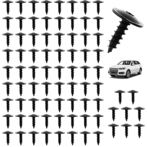 80 Pièces Vis Torx M5 X 16 mm pour Tôle, Garde et Automobiles - Tête Plate pour Tôles Ondulées avec Capuchons - pour Voitures, Électronique, Meubles, Petites Machines (Noir)