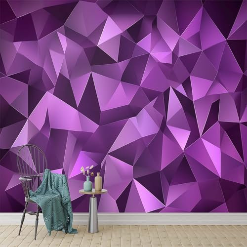 Papier peint photo motif triangles violet foncé 248,9 x 175,3 cm pour chambre de garçon, salon, salle de jeux, design géométrique moderne pour chambre d'enfant, chambre d'adolescent, chambre d'enfant