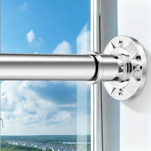 VIOREMOS Shower Curtain Rod 31-88 In Adjustable Pole Heavy Duty Silver Tension Rods Spring Drilling and No Drilling Shower Rod for Bathroom Window Anti-Slip Never Rust