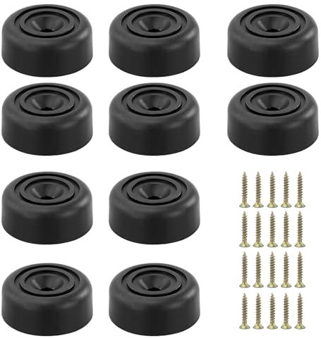 AMANDELIZABE Möbelfüße schwarz 10 Stück Möbelbeine Rund Ø 33 x H 13 mm Schrankfüsse Kunststoff Füße für Möbel Sofa Füße mit 8 Schrauben für Schrank, Sofa, Stuhl