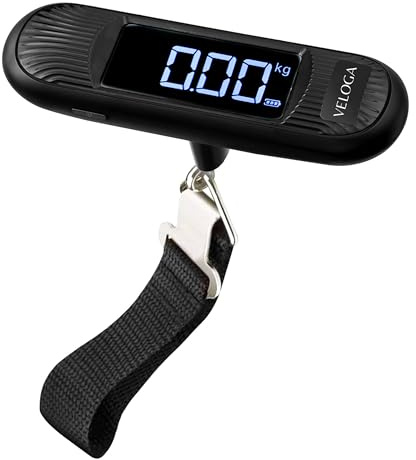 VELOGA Balance numérique pour bagages - Balance portable avec écran LCD rétroéclairé, haute précision, indicateur de batterie et alerte de surcharge, balance de valise pour voyage et bagages (capacité