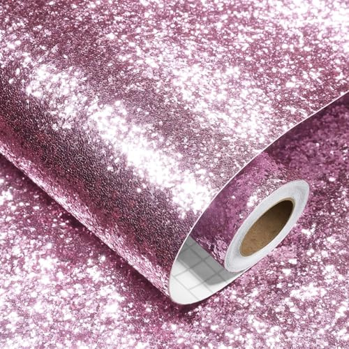 Decotalk Papel Pintado Pared Dormitorio Brillante Rosa 40X900cm Adhesivo Papel Tapiz Autoadhesivo Brillantina Vinilos Para Muebles Infantiles Niña Vinilo Adhesivo Decorativo Papels Para Muebles