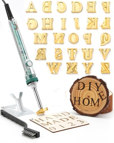 Mini Brandeisen Buchstaben und Zahlen, 60 W, elektrisches Brandeisen für Heimwerker, Holz, Leder, Hüte, Grillbrot (26 Stück, 1,2 cm Buchstaben A-Z)