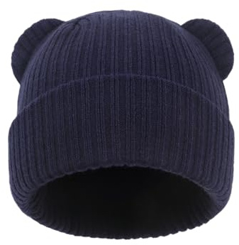 imKutie Baby Beanie Hat, Cute Infant Boys Girls Warm Winter Autumn Knitted Hat for 6-24 Months Navy