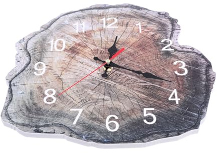 STOBAZA Reloj de Pared de Madera Silencioso con Diseño Anillos Anuales Colgante Decorativo para Salón y Hogar Sencillo y Duradero