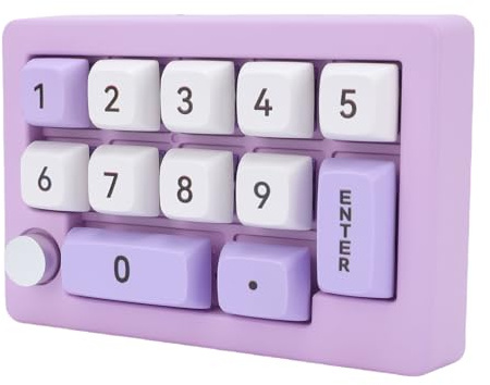 Cryfokt Mekanisk Numerisk Numerisk Knappsats, Programmerbar Mekanisk USB-trådbunden Numerisk Tangentbord med RGB LED-bakgrundsbelyst 12-tangenter Hot Swappable Numpad för Bärbar Dator (Purpur)