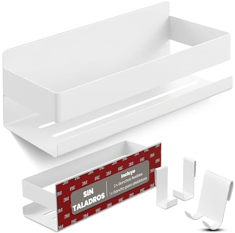 LIEBHEIM Porta Sapone Doccia - Mensola Doccia - Mensole Bagno - Mensola Bagno - per bagno senza foratura - Montaggio con nastro adesivo industriale o adesivo forte - Acciaio inox Bianco