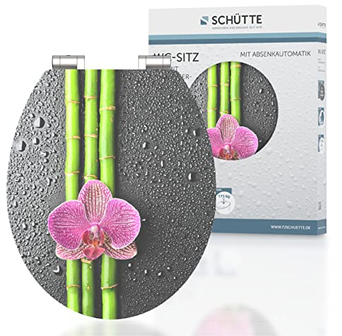 SCHÜTTE WC-Sitz Holzkern HG ASIA, Hochglanz Toilettensitz mit Absenkautomatik, passend für alle handelsüblichen WC-Becken, maximale Belastung der Klobrille 175 kg, Motiv ASIA 80521