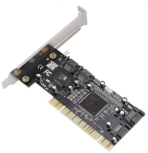 Controlador Raid PCI SATA de 4 Puertos, Tarjeta controladora Raid de Controlador SATA de 1,5 Gbps, Tarjeta de expansión Interna PCI a 4 Puertos SATA con Soporte de bajo Perfil Soporte 4 Discos Duros