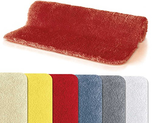 Spirella - Tapis de Salle de Bain Microfibre FINO, Antidérapant, Séchage Rapide, Poils Longs 25 mm, Lavable en Machine + Sèche-Linge - 70 x 120 cm - Rouge