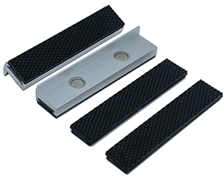LLDSIMEX Aluminum Alloy Rubber Soft Vice Jaws with Strong Magnet Blocks Sold with Extra Spare Pair Rubber (5Inch)