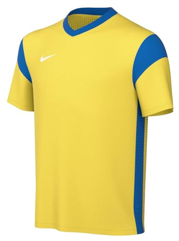 Nike Unisex Niños Camiseta de Fútbol de Manga Corta Y Nk Df Prk Drb III Jsy Ss, Tour Amarillo y Azul Real, Azul Real y Blanco, CW3833-720, M